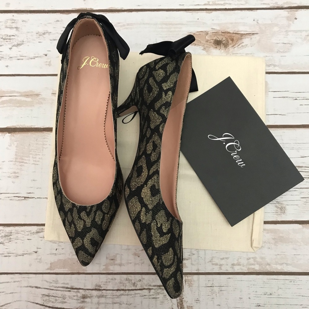 J.Crew Dulci Kitten Heels in Leopard Lurex…